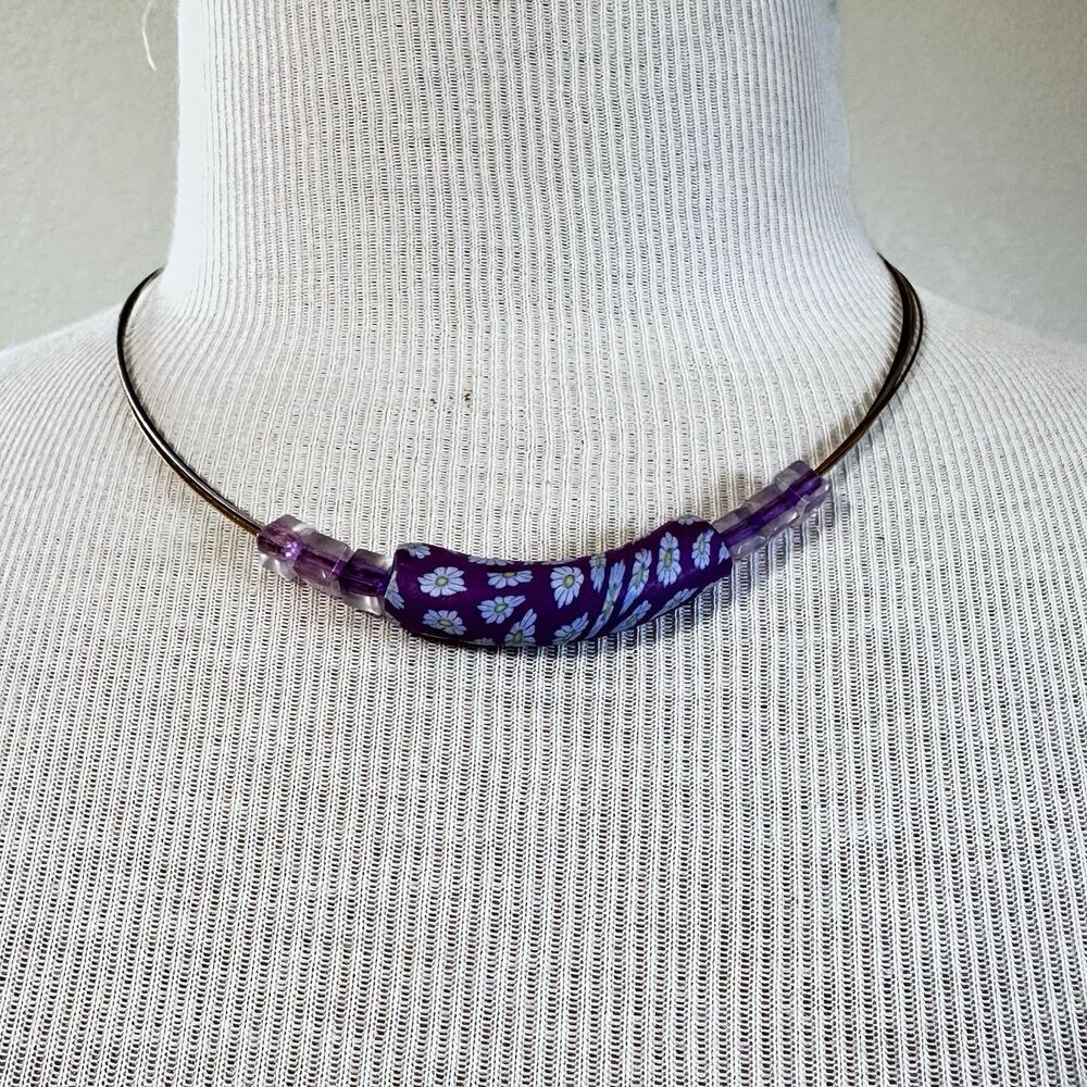 Clay & Beads Necklace Choker Purple Jewelry Coquette Preppy Spring Summer Y2K